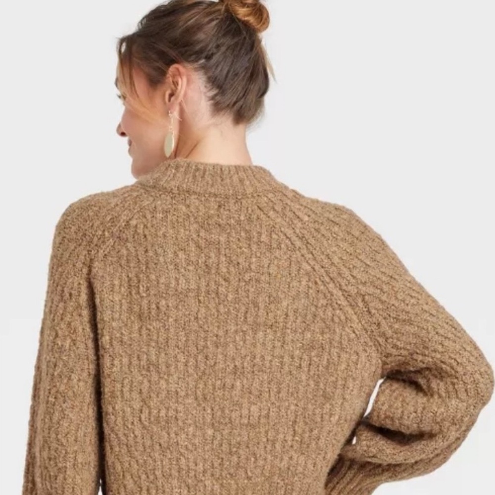 Universal Thread Cable Knit Sweater - Brown Size … - image 3